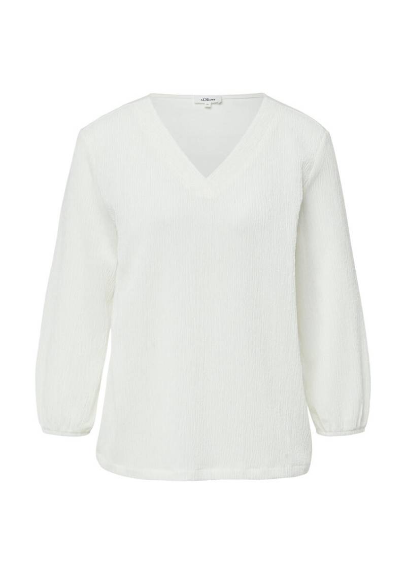 s.Oliver Red Label - Shirt mit V-Ausschnitt und 3/4-Arm weiß - Gr. - 42 von s.Oliver Red Label