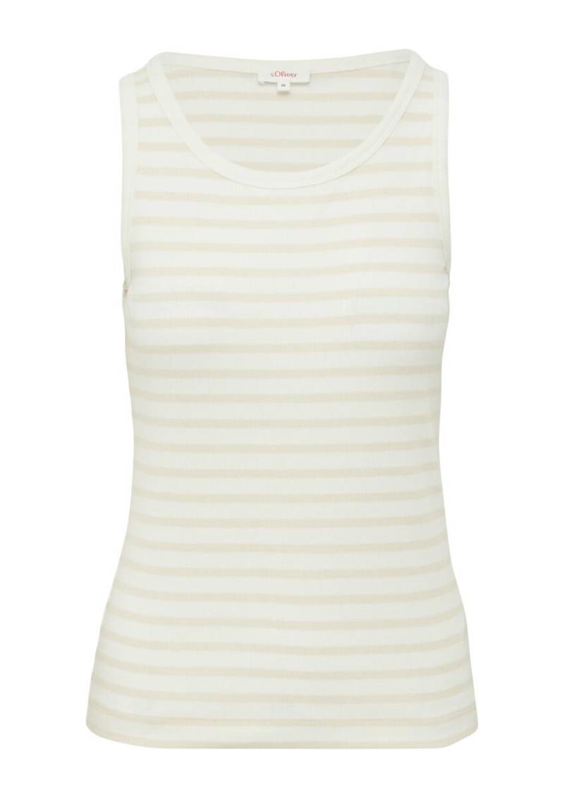 s.Oliver Red Label - Slim-Fit-Top mit Rippstruktur weiß/beige - Gr. - 36 von s.Oliver Red Label
