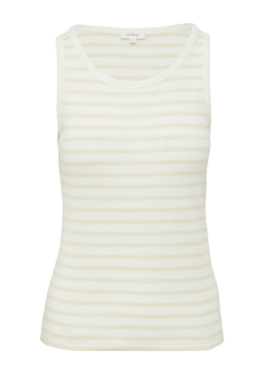 s.Oliver Red Label - Slim-Fit-Top mit Rippstruktur weiß/beige - Gr. - 42 von s.Oliver Red Label