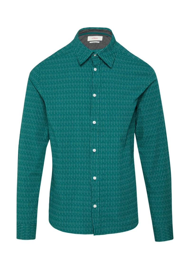 s.Oliver Red Label - Slim Fit: Gemustertes Hemd aus Baumwollstretch blau/grün - Gr. - S von s.Oliver Red Label