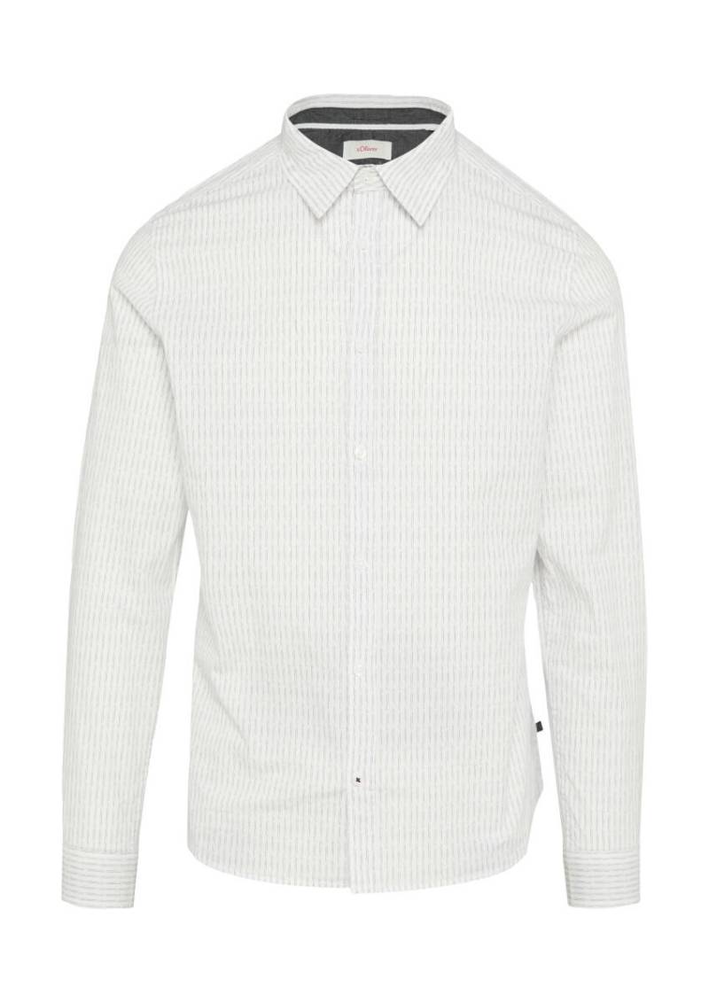 s.Oliver Red Label - Slim Fit: Gemustertes Hemd aus Baumwollstretch weiß - Gr. - M von s.Oliver Red Label