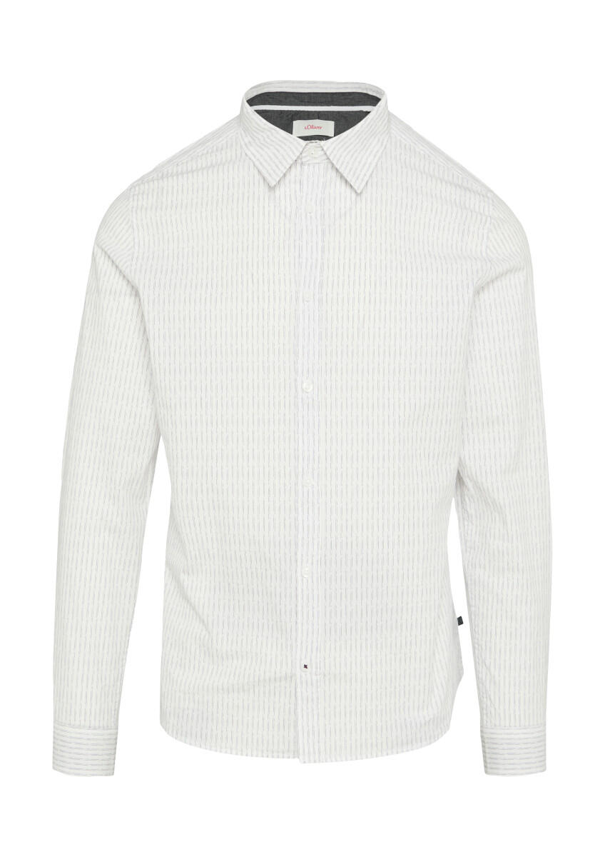s.Oliver Red Label - Slim Fit: Gemustertes Hemd aus Baumwollstretch weiß - Gr. - XL von s.Oliver Red Label