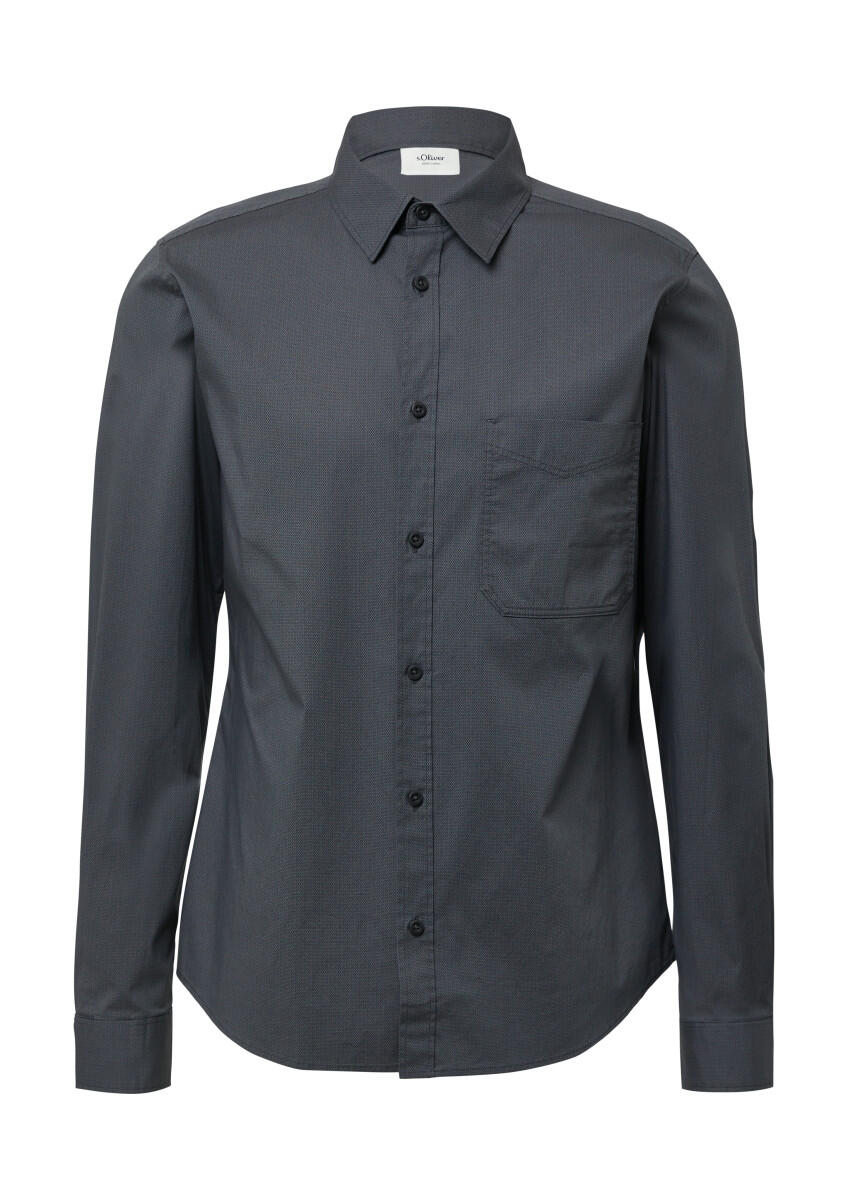 s.Oliver Red Label - Slim Fit: Gemustertes Hemd mit Kentkragen grau - Gr. - XXL von s.Oliver Red Label