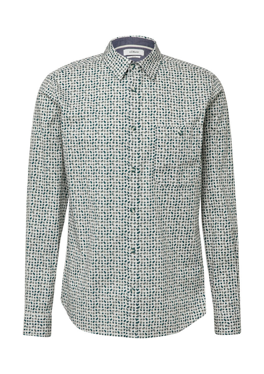 s.Oliver Red Label - Slim Fit: Gemustertes Hemd mit Kontrast-Details grau - Gr. - XXL von s.Oliver Red Label