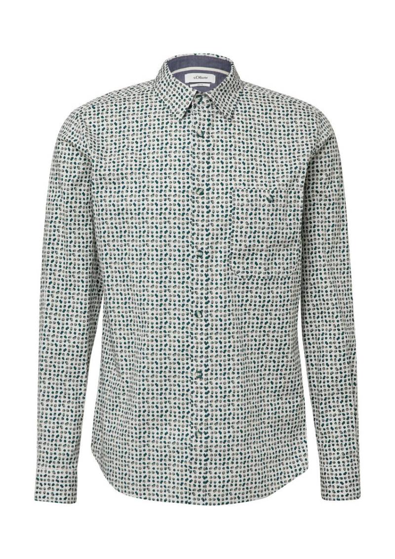 s.Oliver Red Label - Slim Fit: Gemustertes Hemd mit Kontrast-Details grau - Gr. - XXL von s.Oliver Red Label