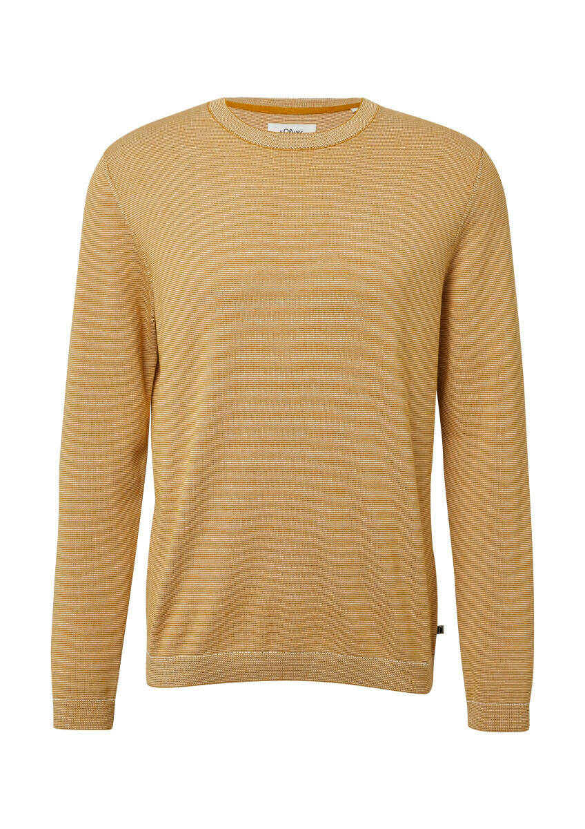 s.Oliver Red Label - Strick-Pullover mit Crew Neck gelb/weiß - Gr. - M von s.Oliver Red Label