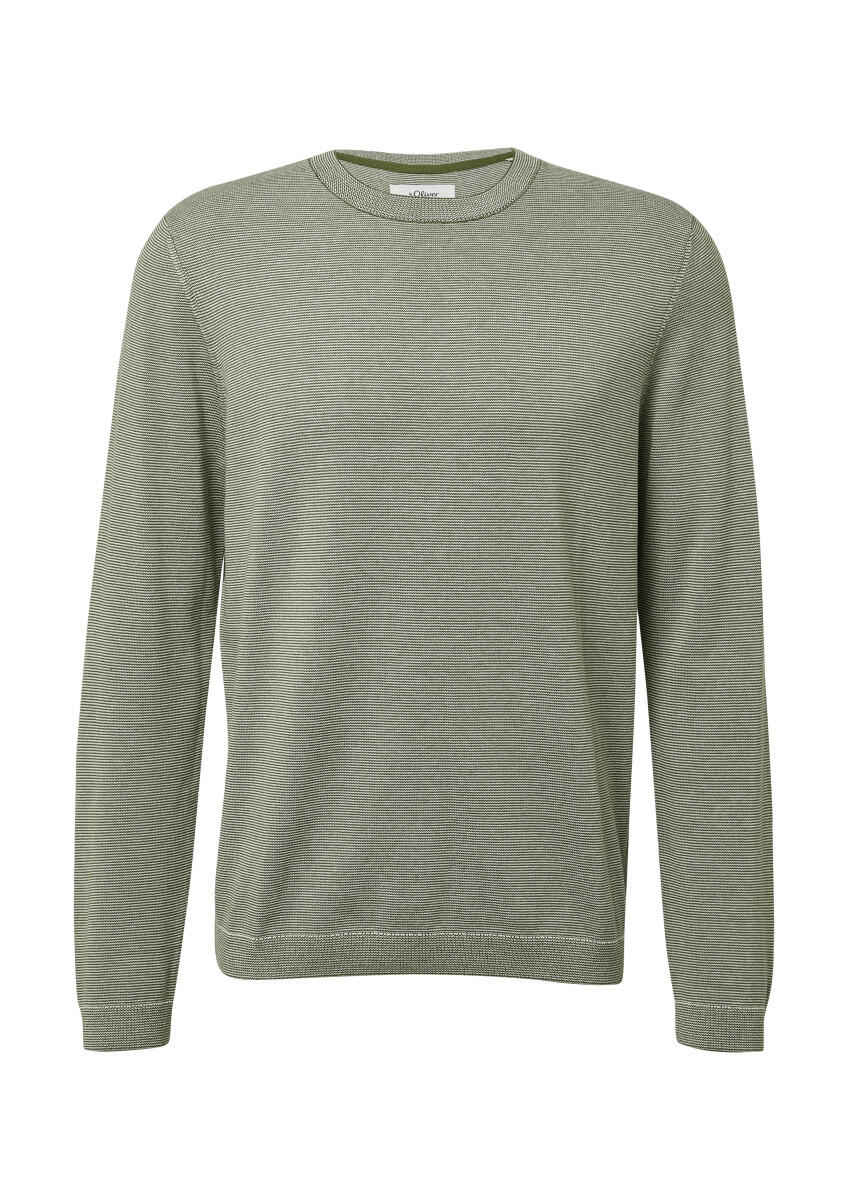 s.Oliver Red Label - Strick-Pullover mit Crew Neck grün/weiß - Gr. - S von s.Oliver Red Label