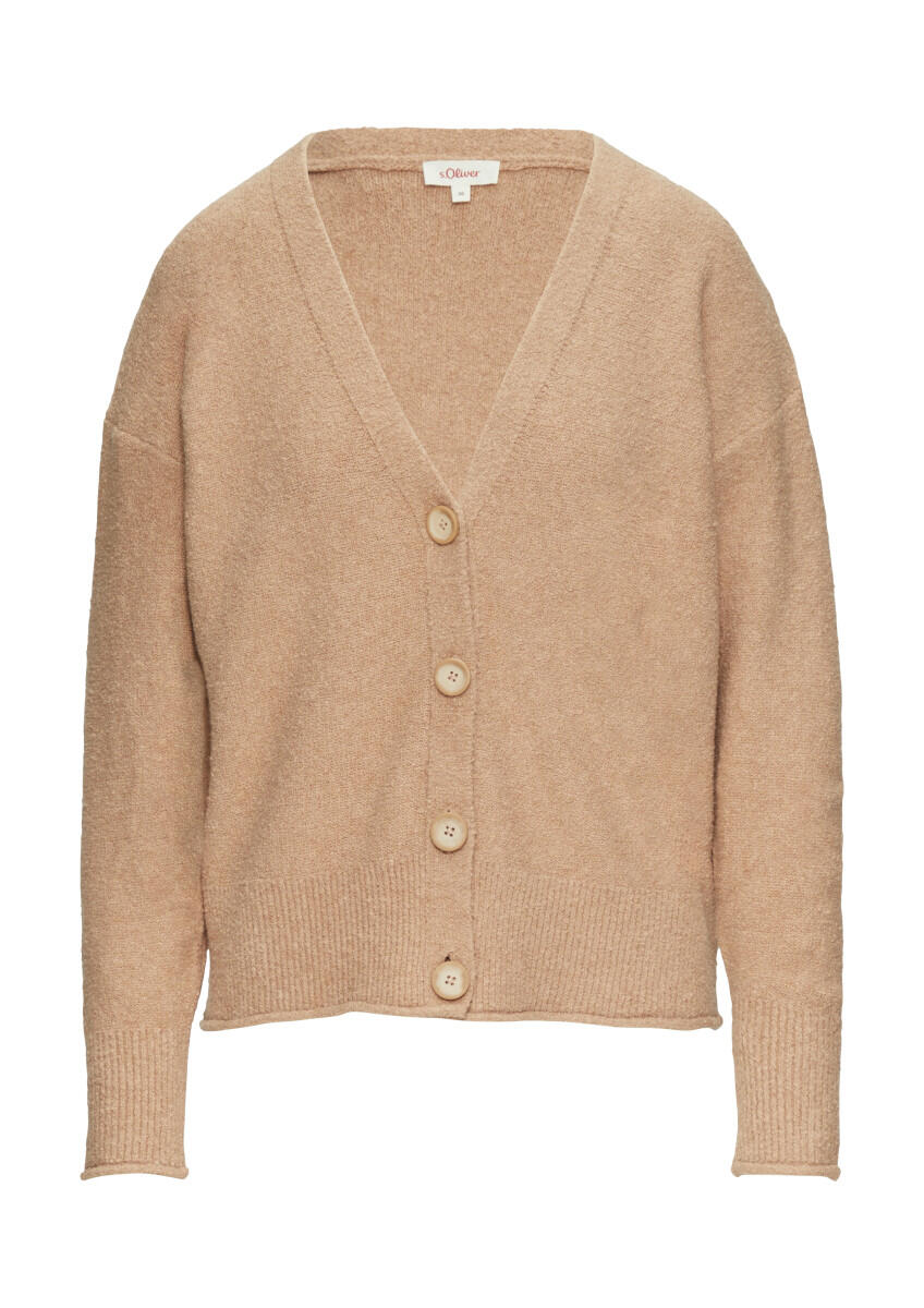 s.Oliver Red Label - Strickjacke aus Baumwoll-Bouclé braun - Gr. - 36 von s.Oliver Red Label