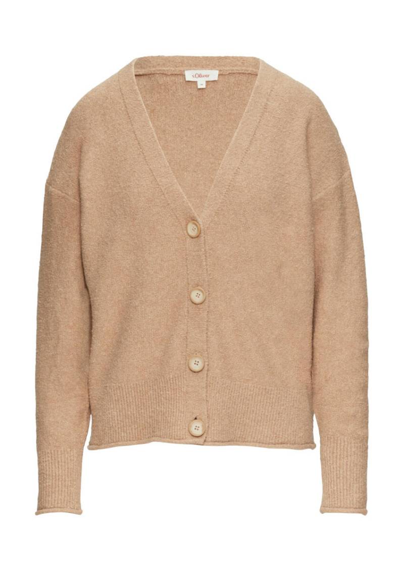 s.Oliver Red Label - Strickjacke aus Baumwoll-Bouclé braun - Gr. - 44 von s.Oliver Red Label