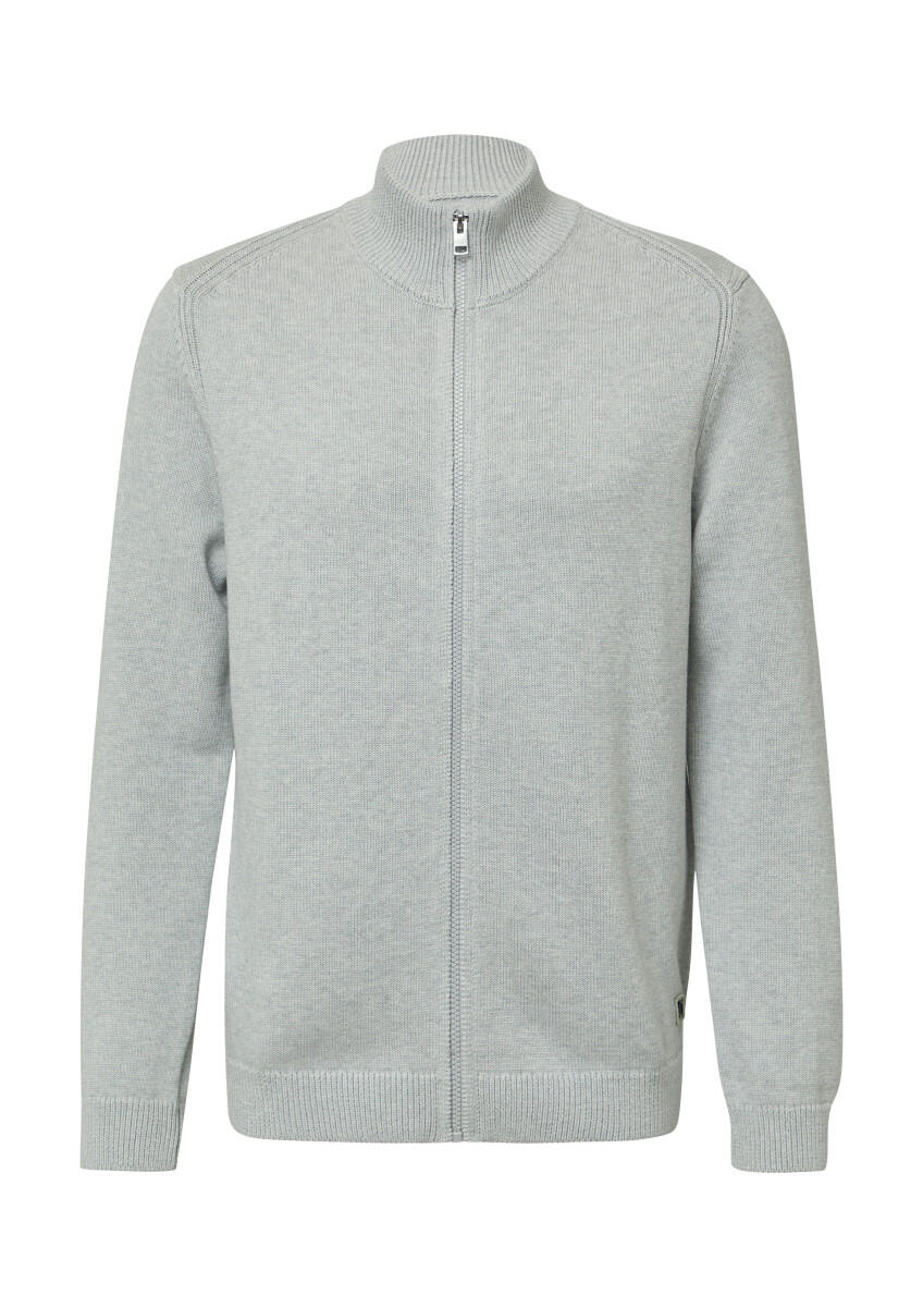 s.Oliver Red Label - Strickjacke mit Troyer-Kragen und Logo-Patch grau - Gr. - XL von s.Oliver Red Label