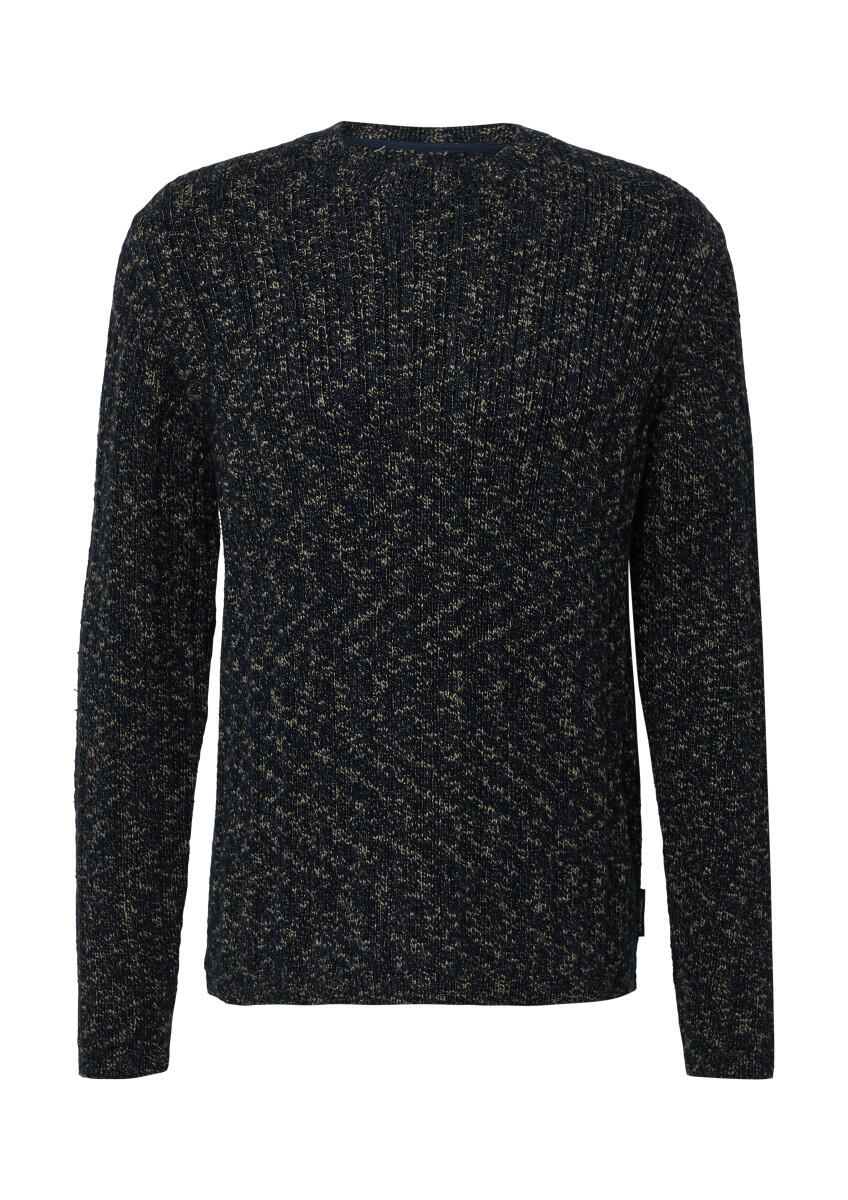 s.Oliver Red Label - Strickpullover aus zweitfarbigem Garn mit Rundhals blau - Gr. - S von s.Oliver Red Label
