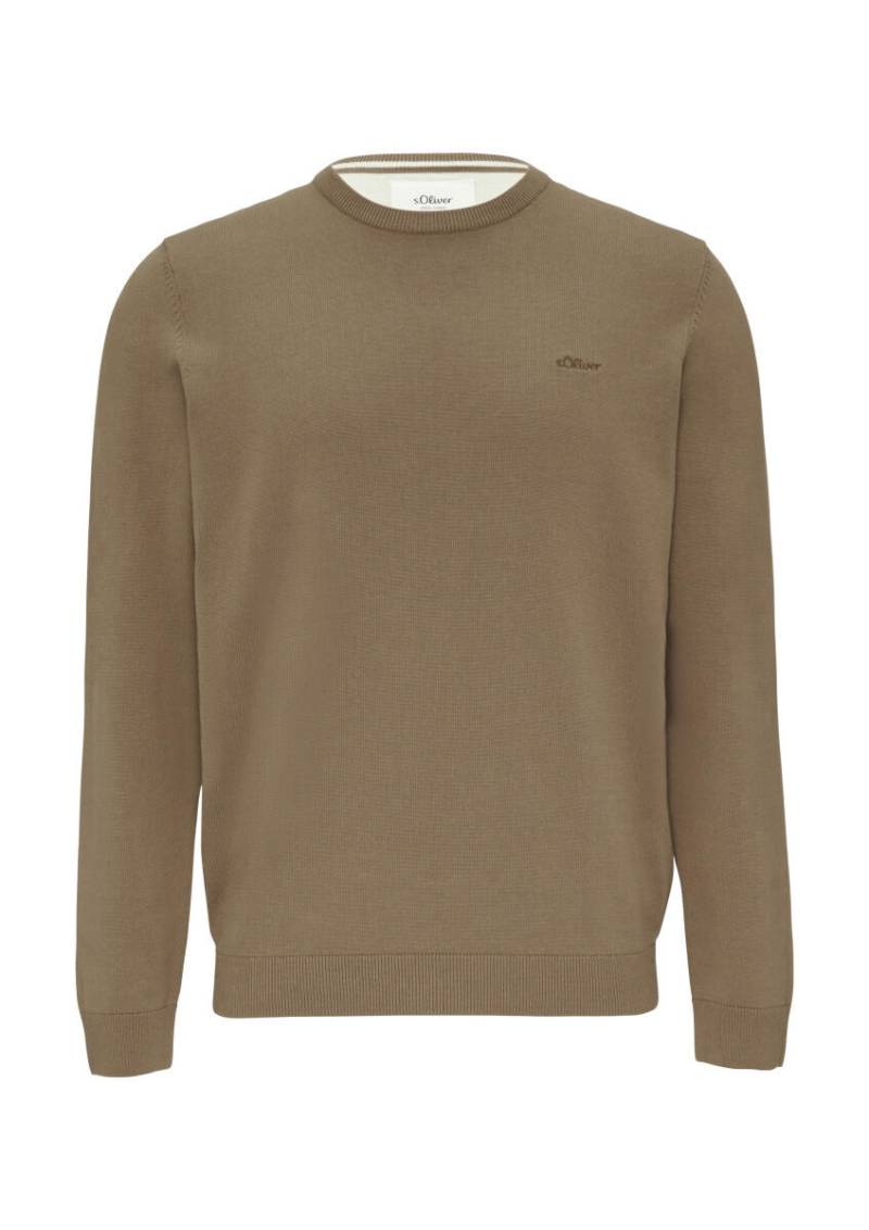 s.Oliver Red Label - Strickpullover mit Logo-Stickerei braun - Gr. - M von s.Oliver Red Label