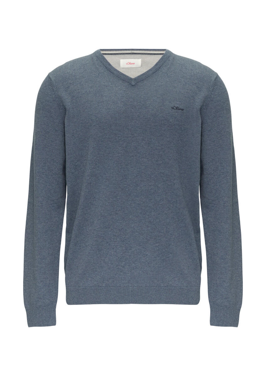 s.Oliver Red Label - Strickpullover mit Logostickerei blau - Gr. - M von s.Oliver Red Label