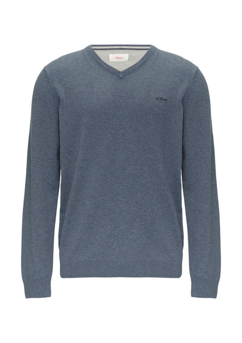 s.Oliver Red Label - Strickpullover mit Logostickerei blau - Gr. - M von s.Oliver Red Label