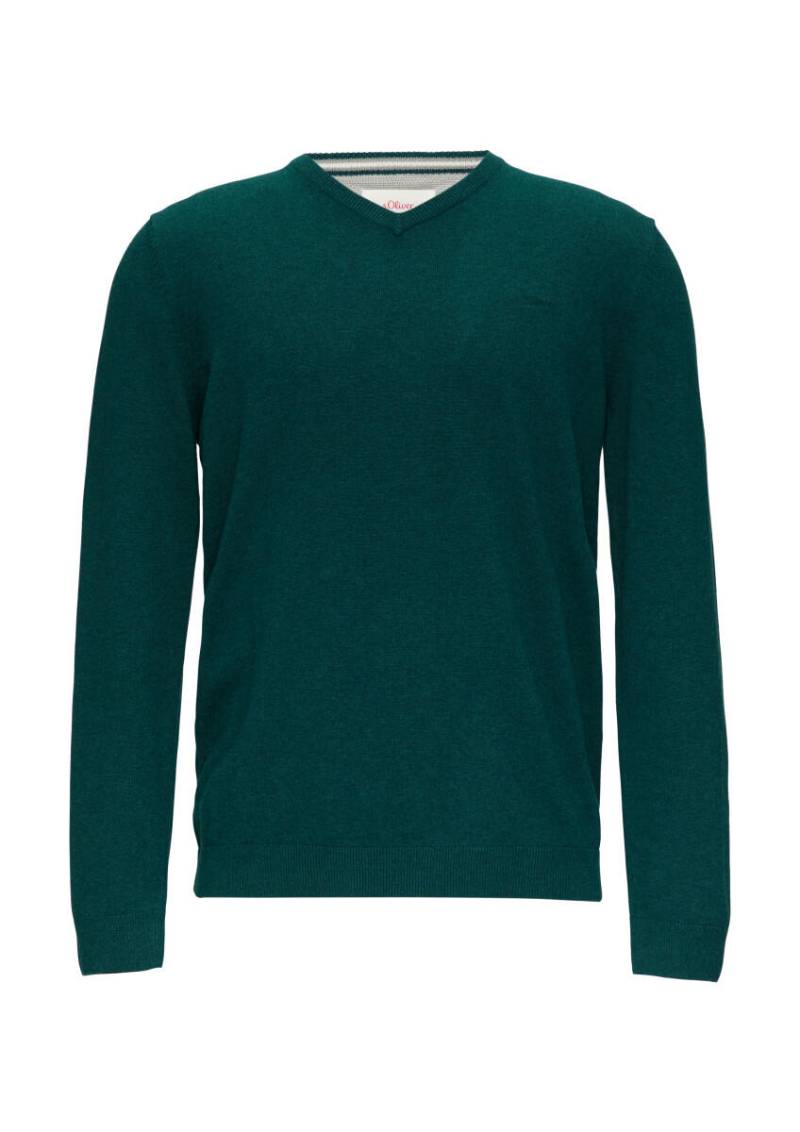 s.Oliver Red Label - Strickpullover mit Logostickerei blau - Gr. - M von s.Oliver Red Label