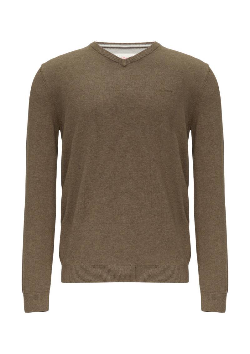 s.Oliver Red Label - Strickpullover mit Logostickerei braun - Gr. - S von s.Oliver Red Label