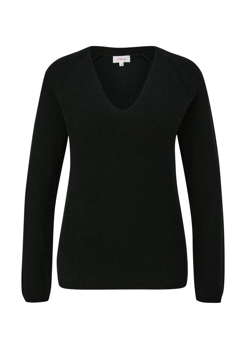 s.Oliver Red Label - Strickpullover mit Raglan-Ärmeln schwarz - Gr. - 34 von s.Oliver Red Label