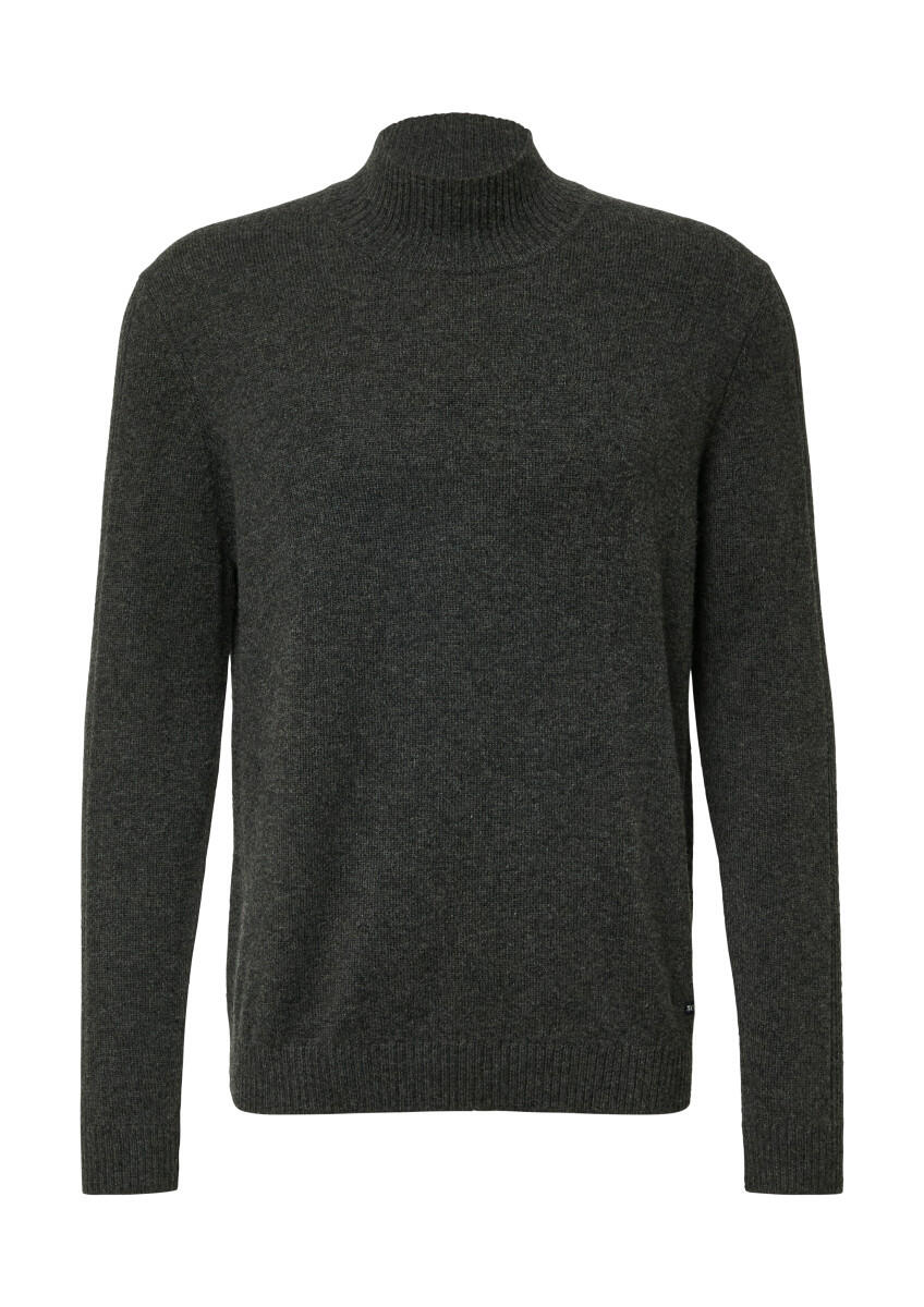 s.Oliver Red Label - Strickpullover mit Rippbündchen und Stehkragen grau - Gr. - L von s.Oliver Red Label