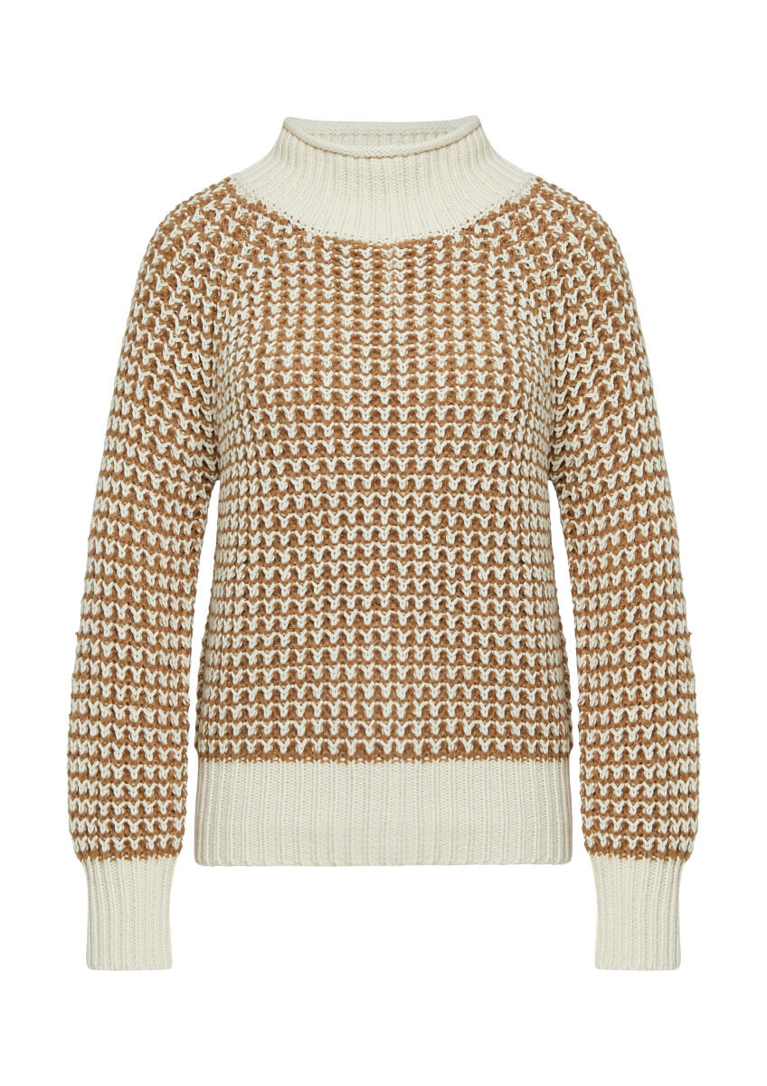 s.Oliver Red Label - Strickpullover mit Rollkragen im Relaxed Fit weiß/beige/braun - Gr. - 38 von s.Oliver Red Label