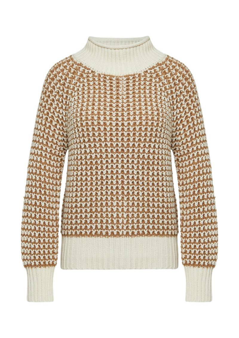 s.Oliver Red Label - Strickpullover mit Rollkragen im Relaxed Fit weiß/beige/braun - Gr. - 46 von s.Oliver Red Label