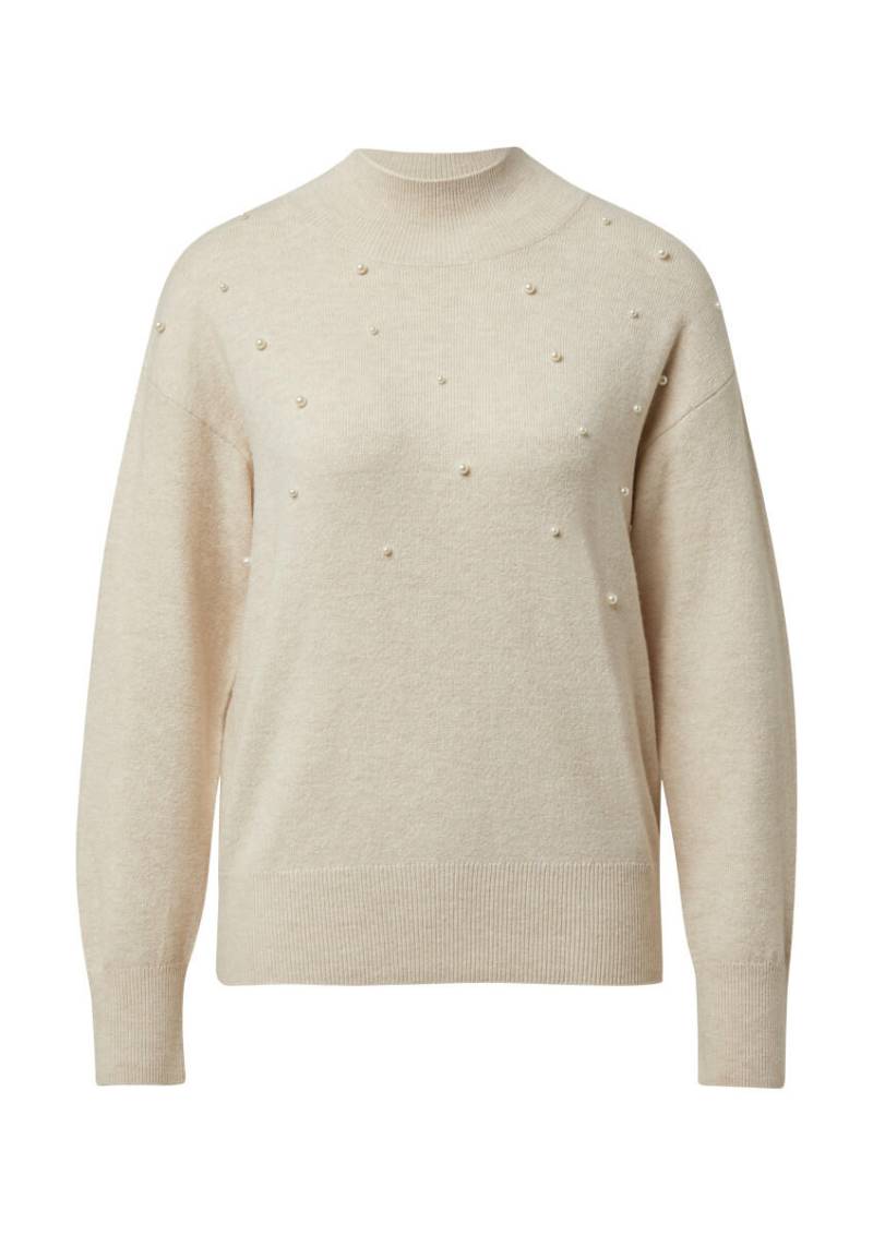 s.Oliver Red Label - Strickpullover mit Stehkragen und Schmuck-Perlen beige - Gr. - 44 von s.Oliver Red Label