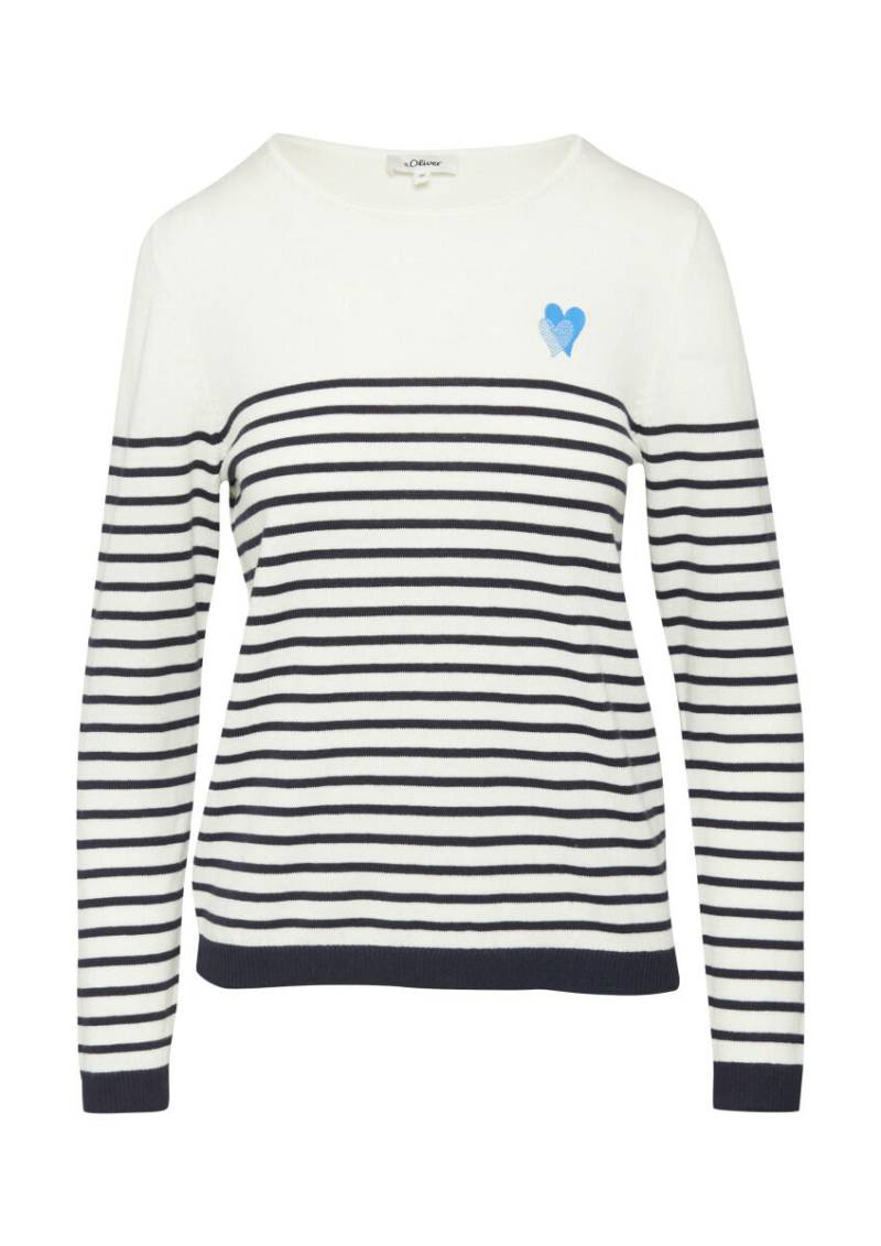 s.Oliver Red Label - Strickpullover mit Stick-Detail blau - Gr. - 34 von s.Oliver Red Label