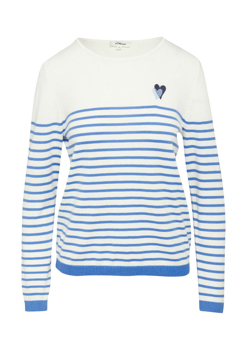 s.Oliver Red Label - Strickpullover mit Stick-Detail blau - Gr. - 46 von s.Oliver Red Label