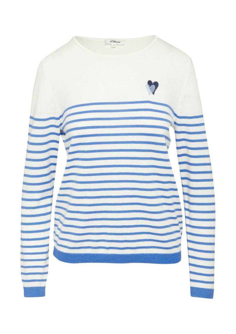 s.Oliver Red Label - Strickpullover mit Stick-Detail blau - Gr. - 46 von s.Oliver Red Label