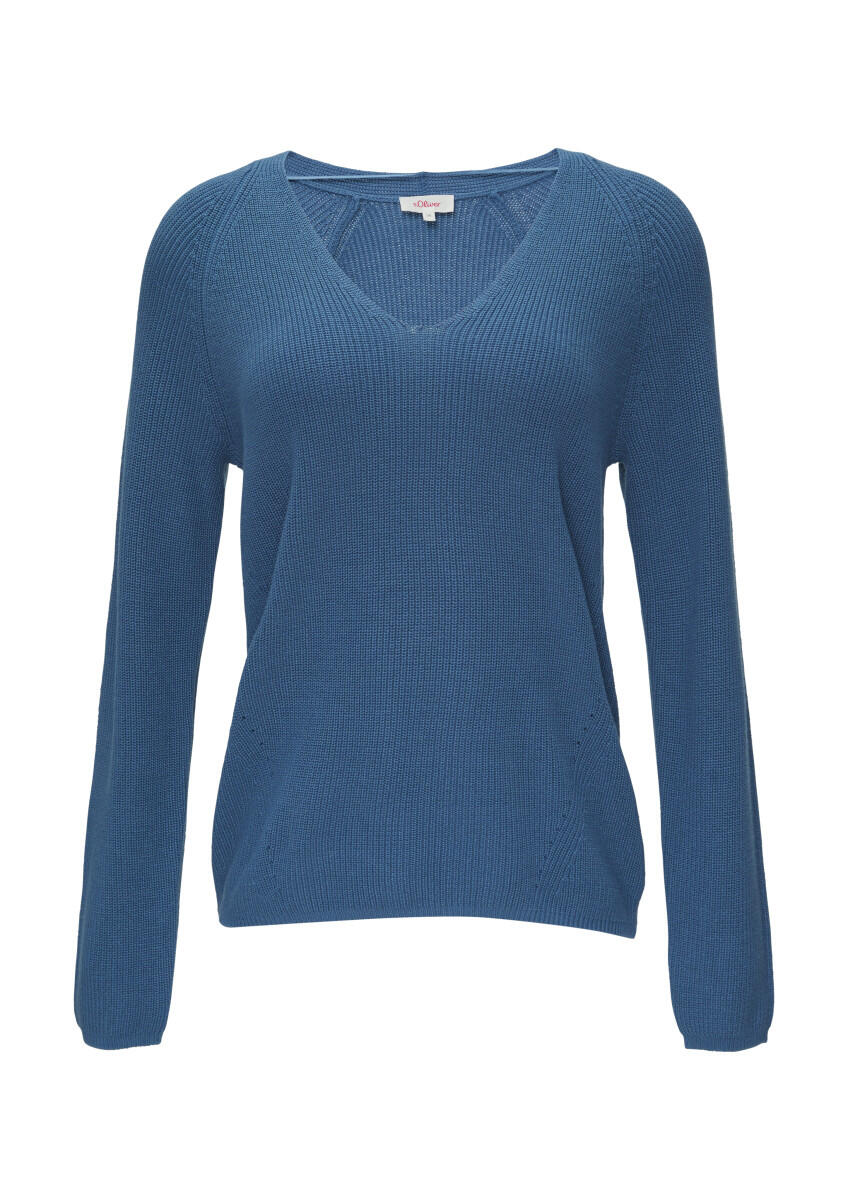 s.Oliver Red Label - Strickpullover mit V-Ausschnitt blau - Gr. - 34 von s.Oliver Red Label