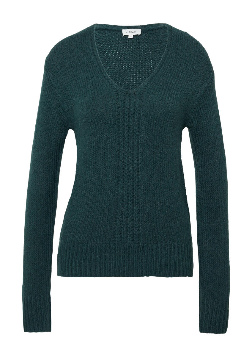s.Oliver Red Label - Strickpullover mit V-Ausschnitt blau - Gr. - 40 von s.Oliver Red Label