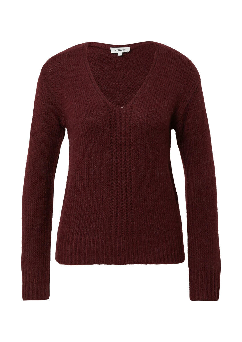 s.Oliver Red Label - Strickpullover mit V-Ausschnitt rot - Gr. - 38 von s.Oliver Red Label