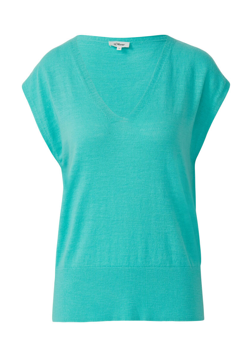 s.Oliver Red Label - Strickpullunder mit V-Ausschnitt blau - Gr. - 36 von s.Oliver Red Label