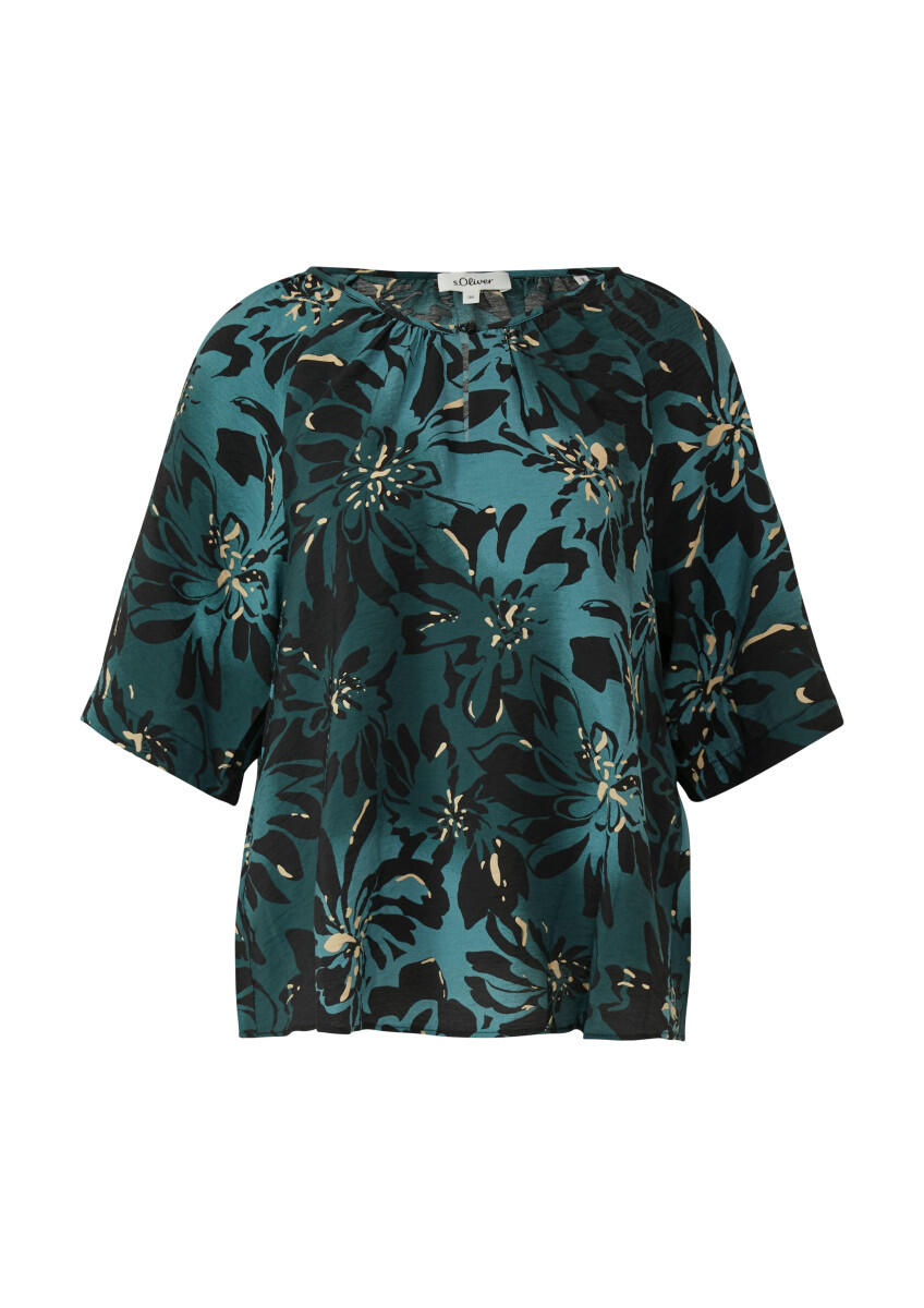 s.Oliver Red Label - Strukturierte Bluse aus Viskosemix mit Raffung blau - Gr. - 38 von s.Oliver Red Label