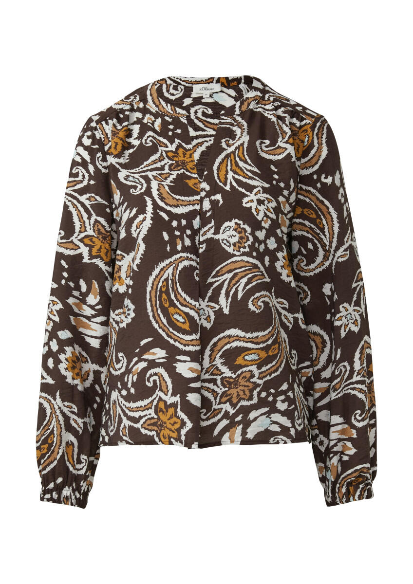 s.Oliver Red Label - Strukturierte Viskosemix-Bluse mit All-over-Print braun - Gr. - 38 von s.Oliver Red Label