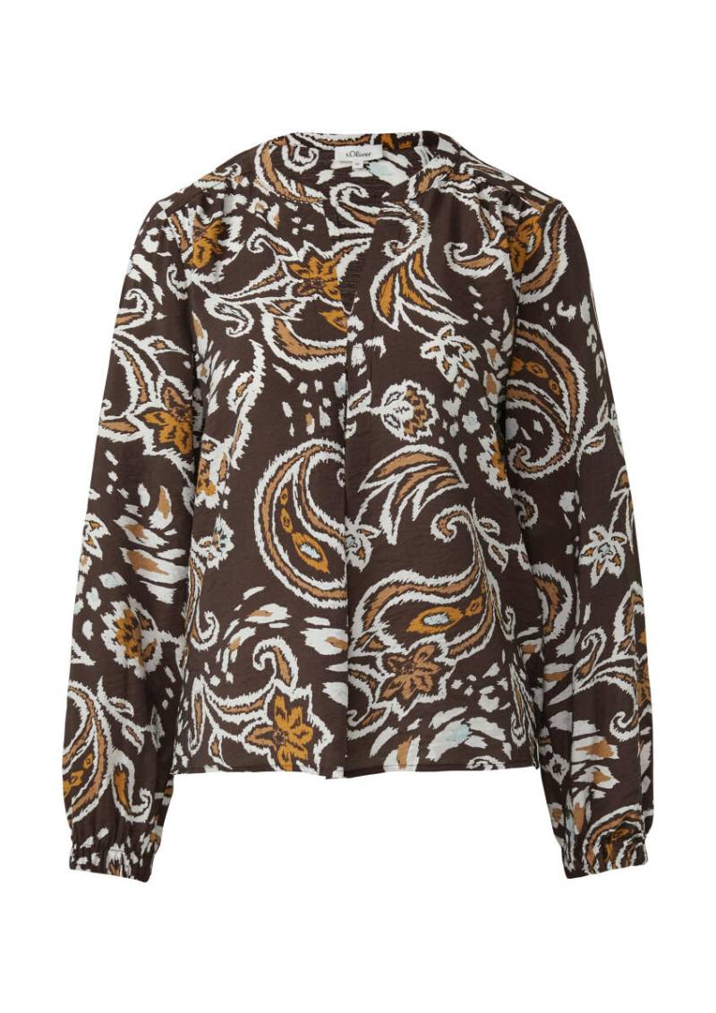 s.Oliver Red Label - Strukturierte Viskosemix-Bluse mit All-over-Print braun - Gr. - 38 von s.Oliver Red Label