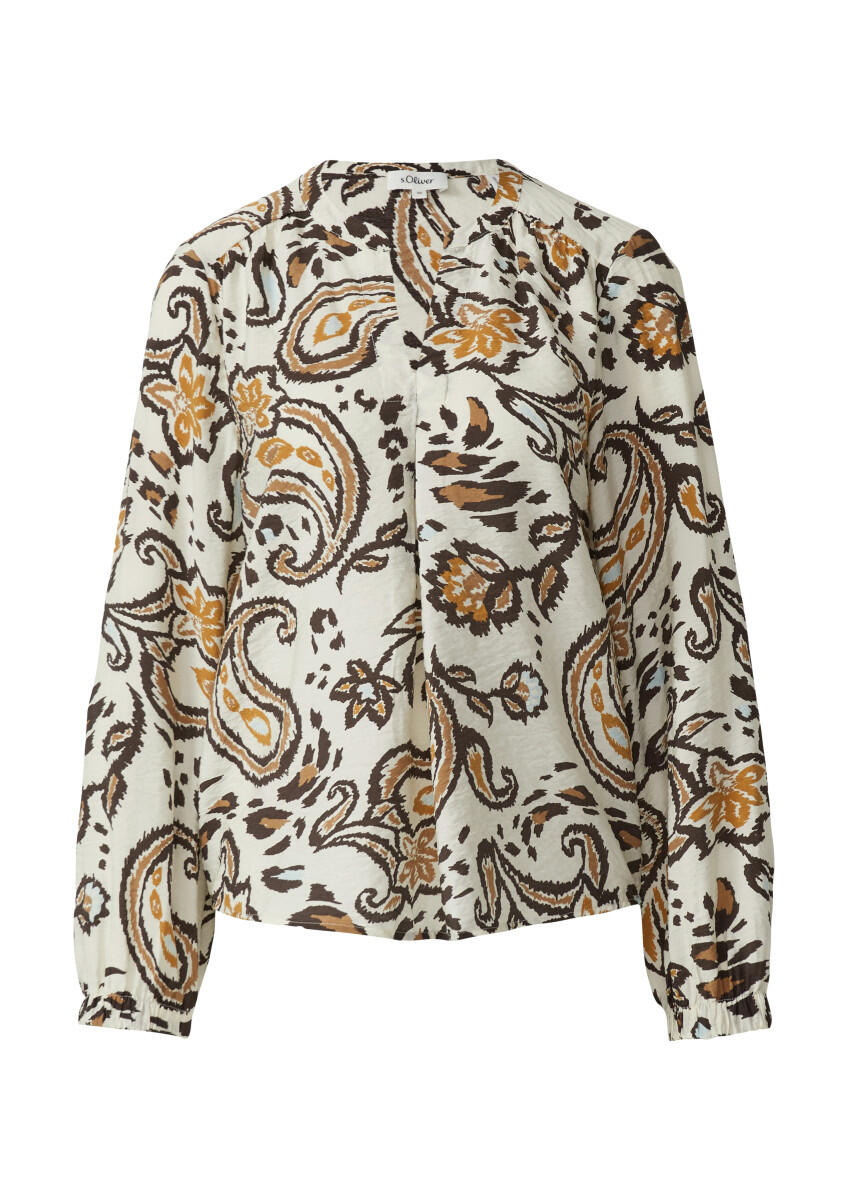 s.Oliver Red Label - Strukturierte Viskosemix-Bluse mit All-over-Print weiß - Gr. - 34 von s.Oliver Red Label