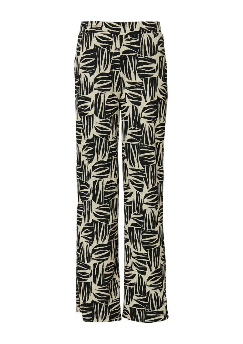 s.Oliver Red Label - Strukturierte Wide-Leg-Hose im Relaxed Fit schwarz/beige - Gr. - 34 von s.Oliver Red Label