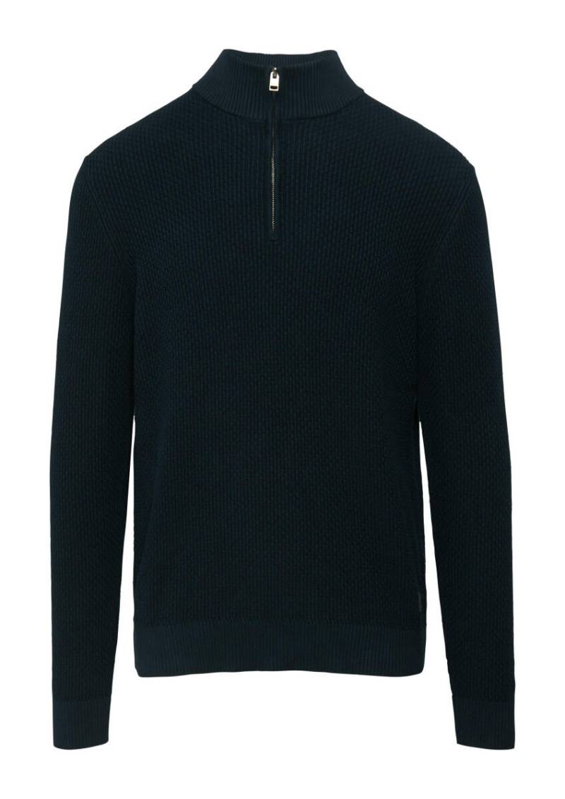 s.Oliver Red Label - Strukturierter Strickpullover mit Troyerkragen blau - Gr. - S von s.Oliver Red Label