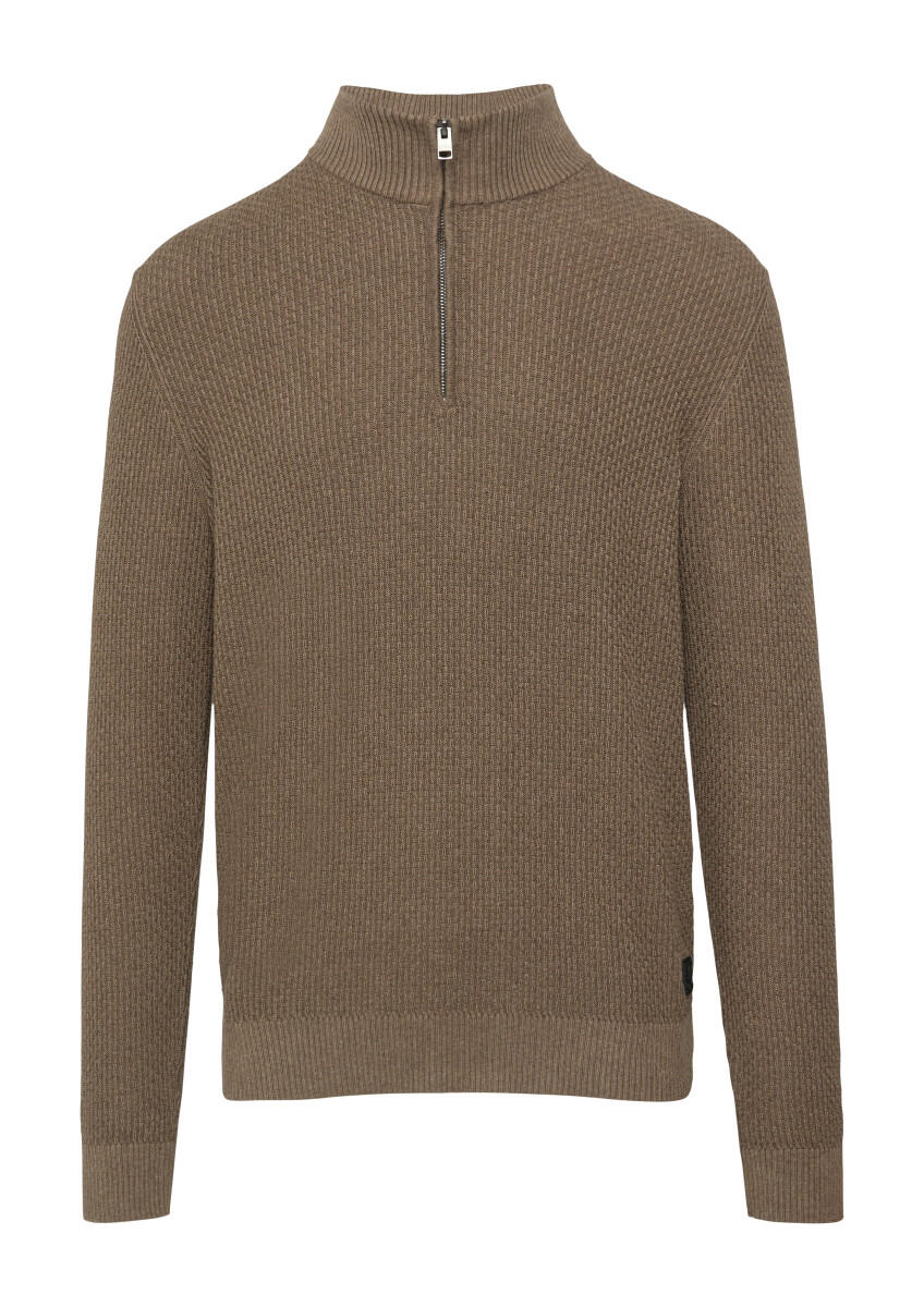s.Oliver Red Label - Strukturierter Strickpullover mit Troyerkragen braun - Gr. - XXL von s.Oliver Red Label
