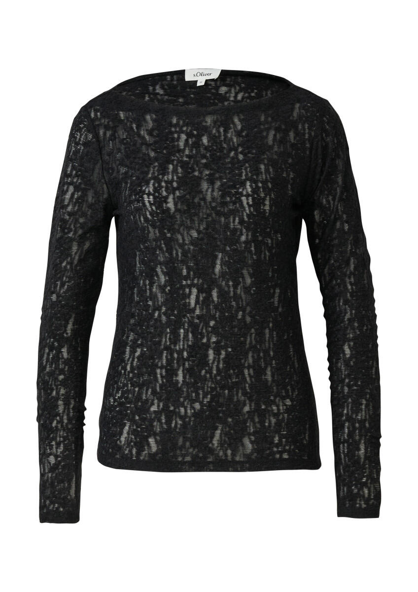 s.Oliver Red Label - Strukturiertes Langarm-Shirt schwarz - Gr. - 44 von s.Oliver Red Label