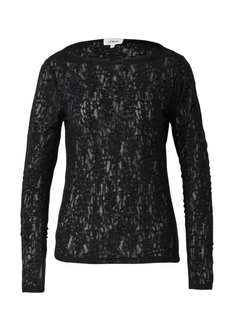 s.Oliver Red Label - Strukturiertes Langarm-Shirt schwarz - Gr. - 46 von s.Oliver Red Label