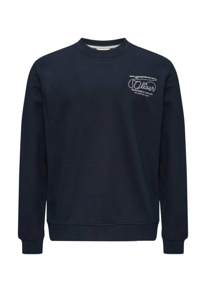 s.Oliver Red Label - Sweatshirt mit Stickerei aus weichem Baumwollmix blau - Gr. - S von s.Oliver Red Label