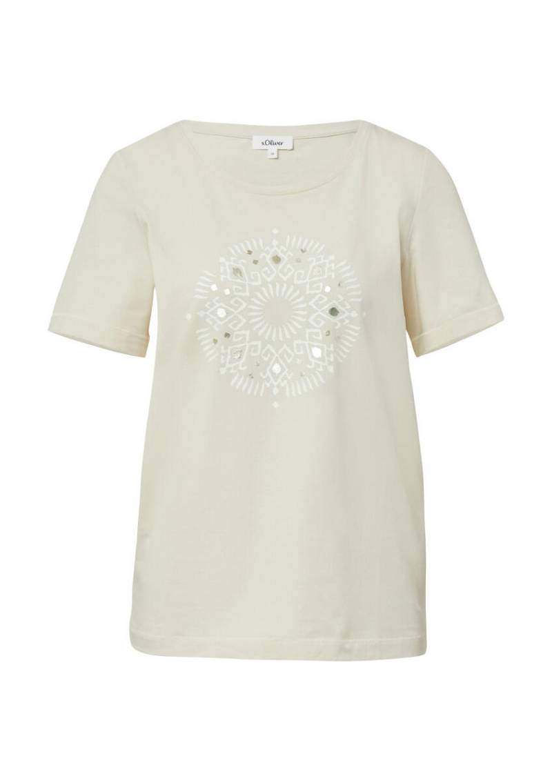 s.Oliver Red Label - T-Shirt aus Baumwollstretch mit Schriftprint weiß - Gr. - 36 von s.Oliver Red Label