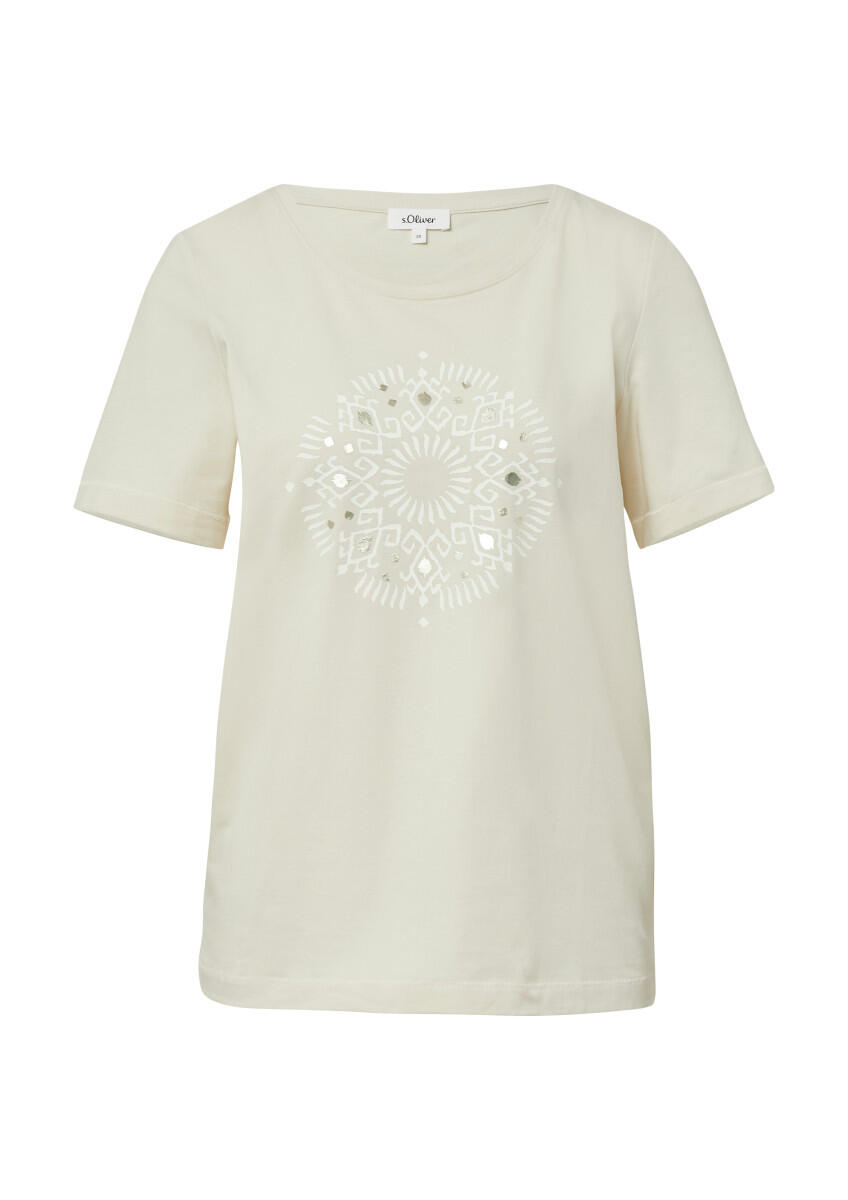 s.Oliver Red Label - T-Shirt aus Baumwollstretch mit Schriftprint weiß - Gr. - 40 von s.Oliver Red Label