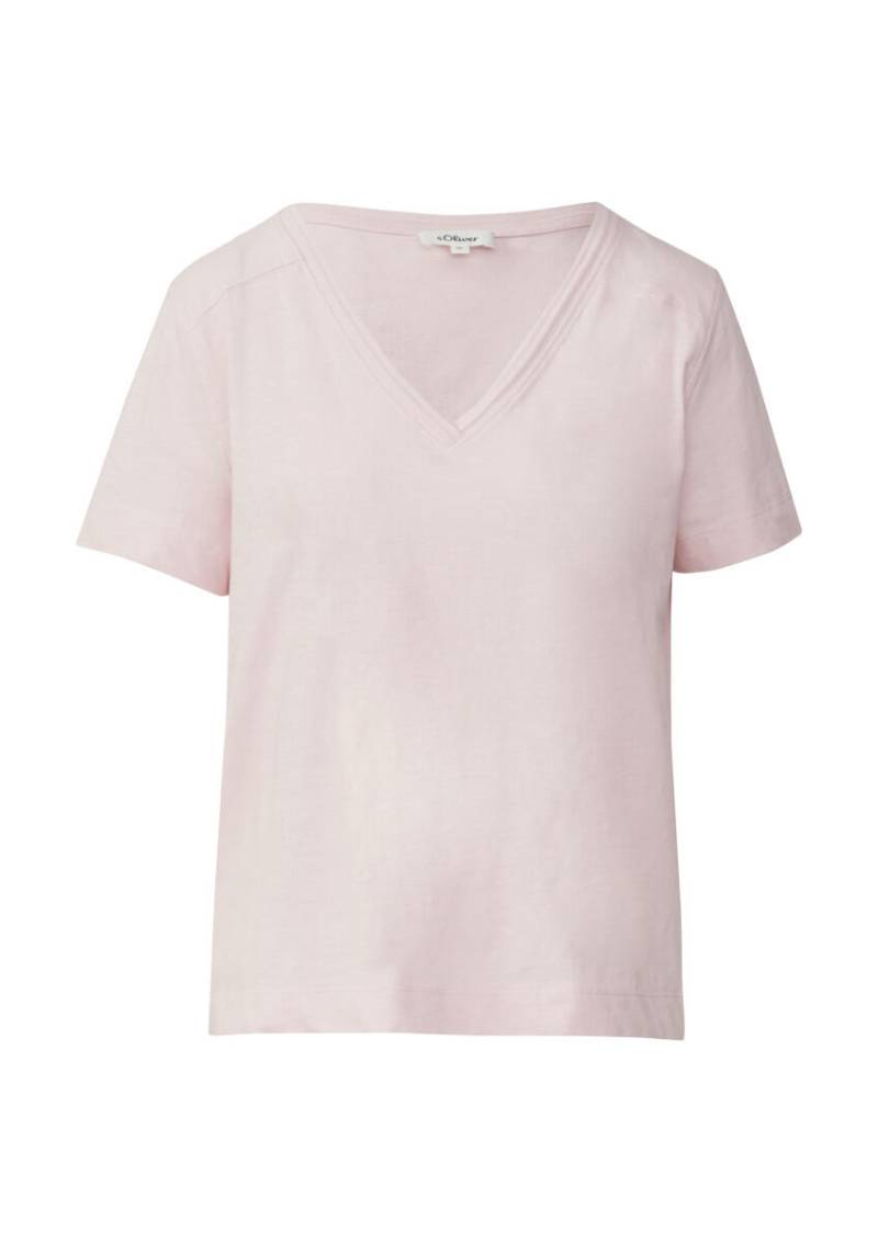 s.Oliver Red Label - T-Shirt aus Flammgarn mit V-Ausschnitt pink - Gr. - 40 von s.Oliver Red Label