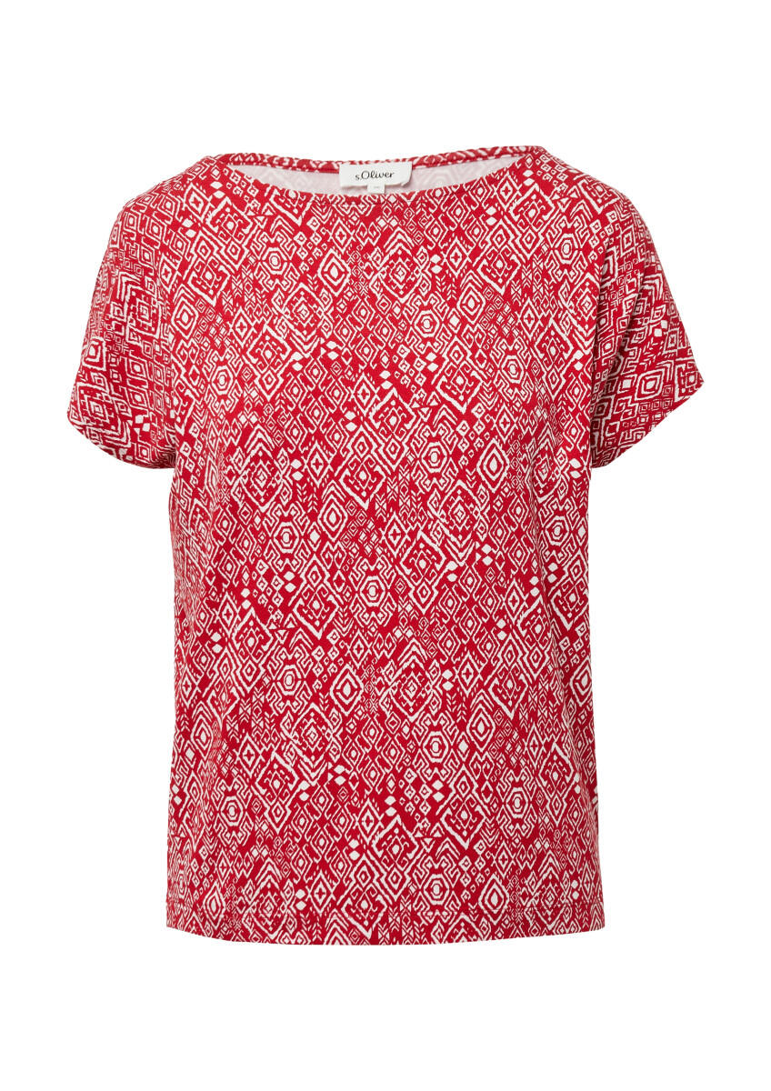 s.Oliver Red Label - T-Shirt im Relaxed Fit mit All-over-Muster rot - Gr. - 44 von s.Oliver Red Label
