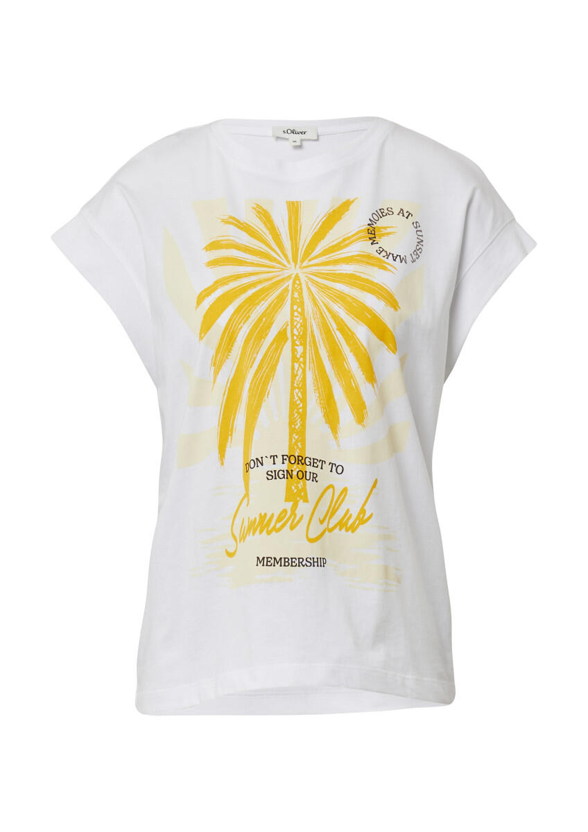s.Oliver Red Label - T-Shirt im Relaxed Fit mit Folienprint weiß - Gr. - 36 von s.Oliver Red Label