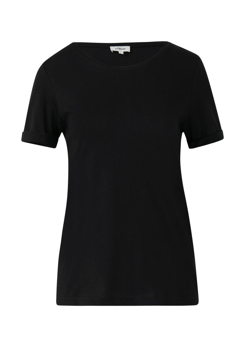 s.Oliver Red Label - T-Shirt mit Ärmelumschlag schwarz - Gr. - 34 von s.Oliver Red Label