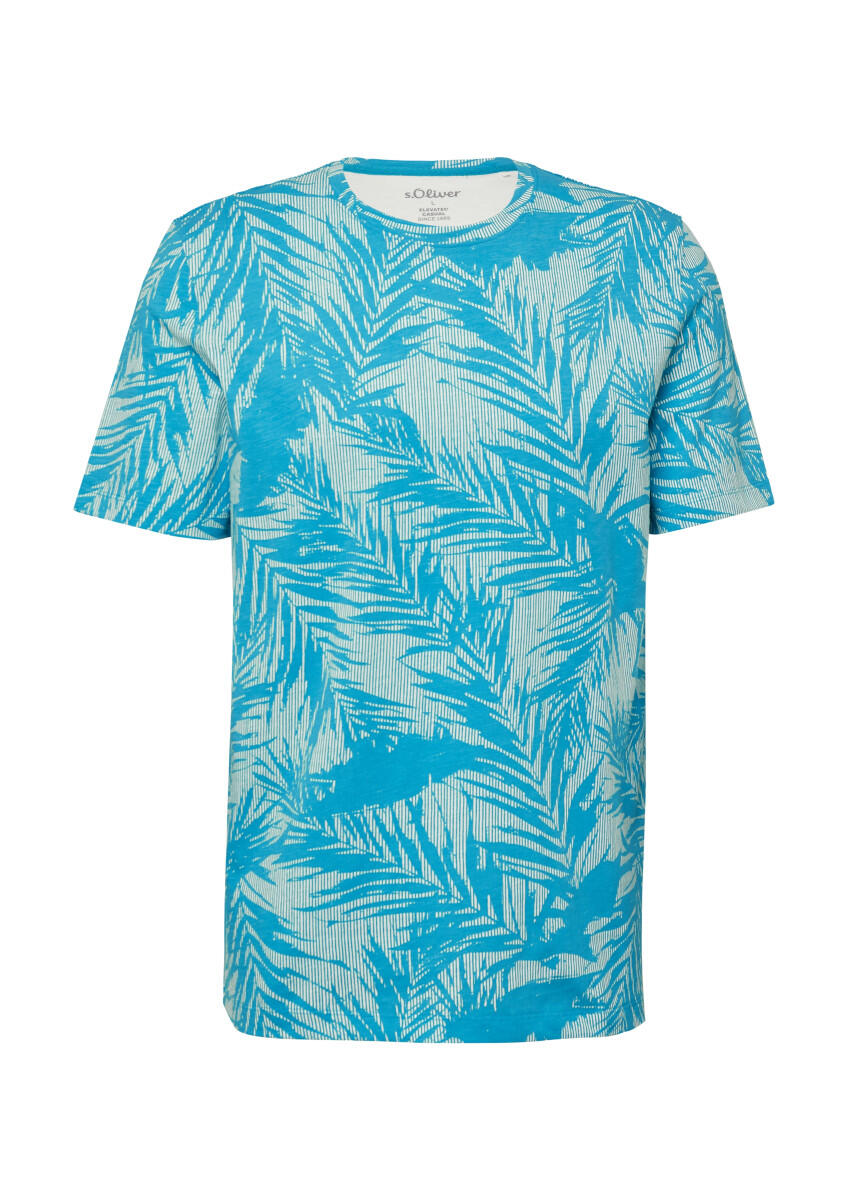 s.Oliver Red Label - T-Shirt mit Crew Neck und All-over-Print blau - Gr. - XXL von s.Oliver Red Label