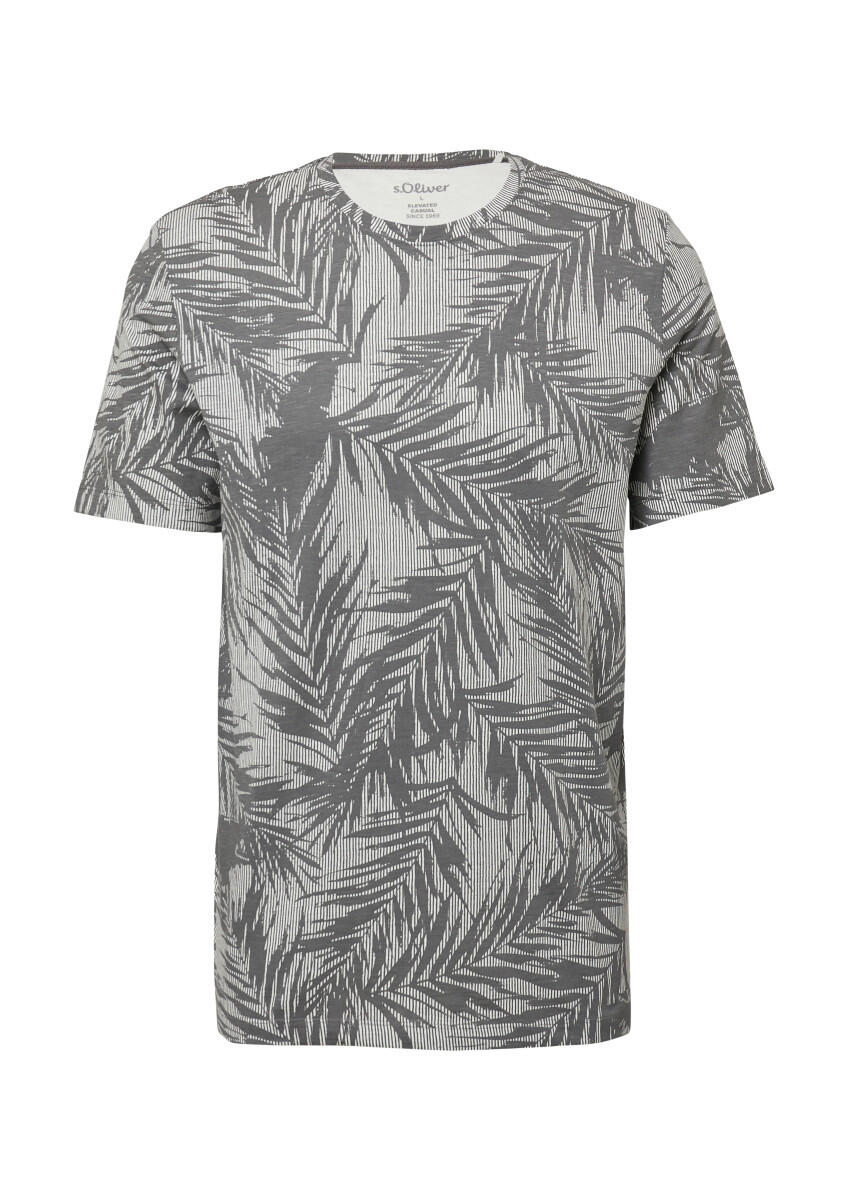 s.Oliver Red Label - T-Shirt mit Crew Neck und All-over-Print grau - Gr. - XL von s.Oliver Red Label